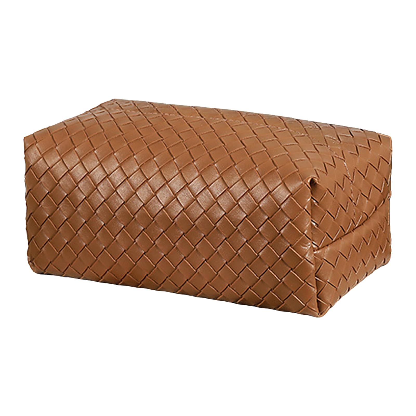 Quoravel PU Leather Tissue Box Cover, Soft Rounded Square Tissue Holder, Napkin Dispenser for Car Home Office, Modern Tabletop Organiser H