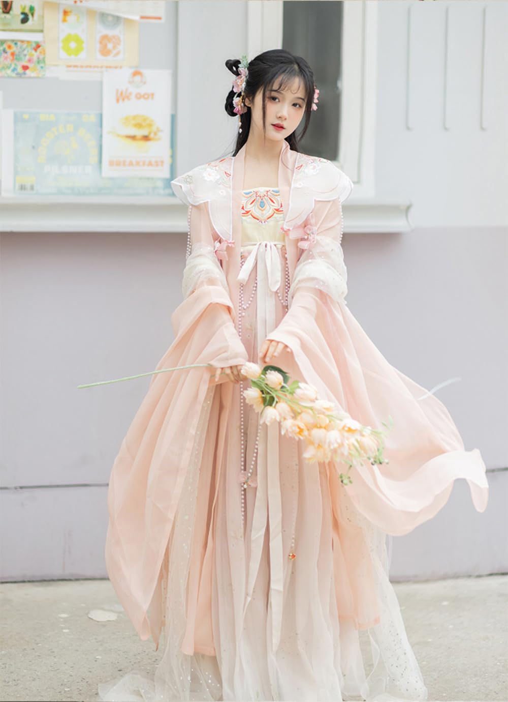Tradycyjny starożytny chiński kostium Hanfu sukienka Hanfu z dużymi rękawami wykonana z dynastii Tang Spring Fairy High-end