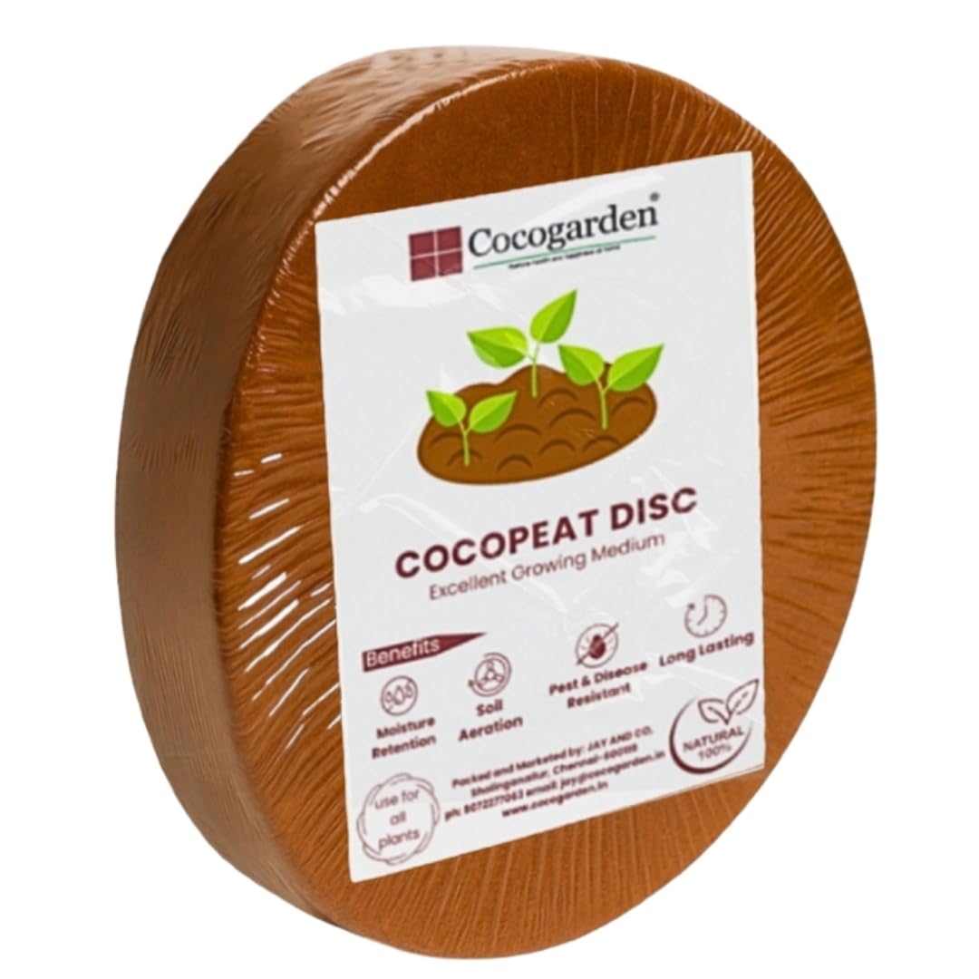 Cocogarden Cocopeat Disc (100 mm, Pack of 1) | for Seedling, Germination, Home Gardening, Potting Soil Mix for Plants, Hydroponics