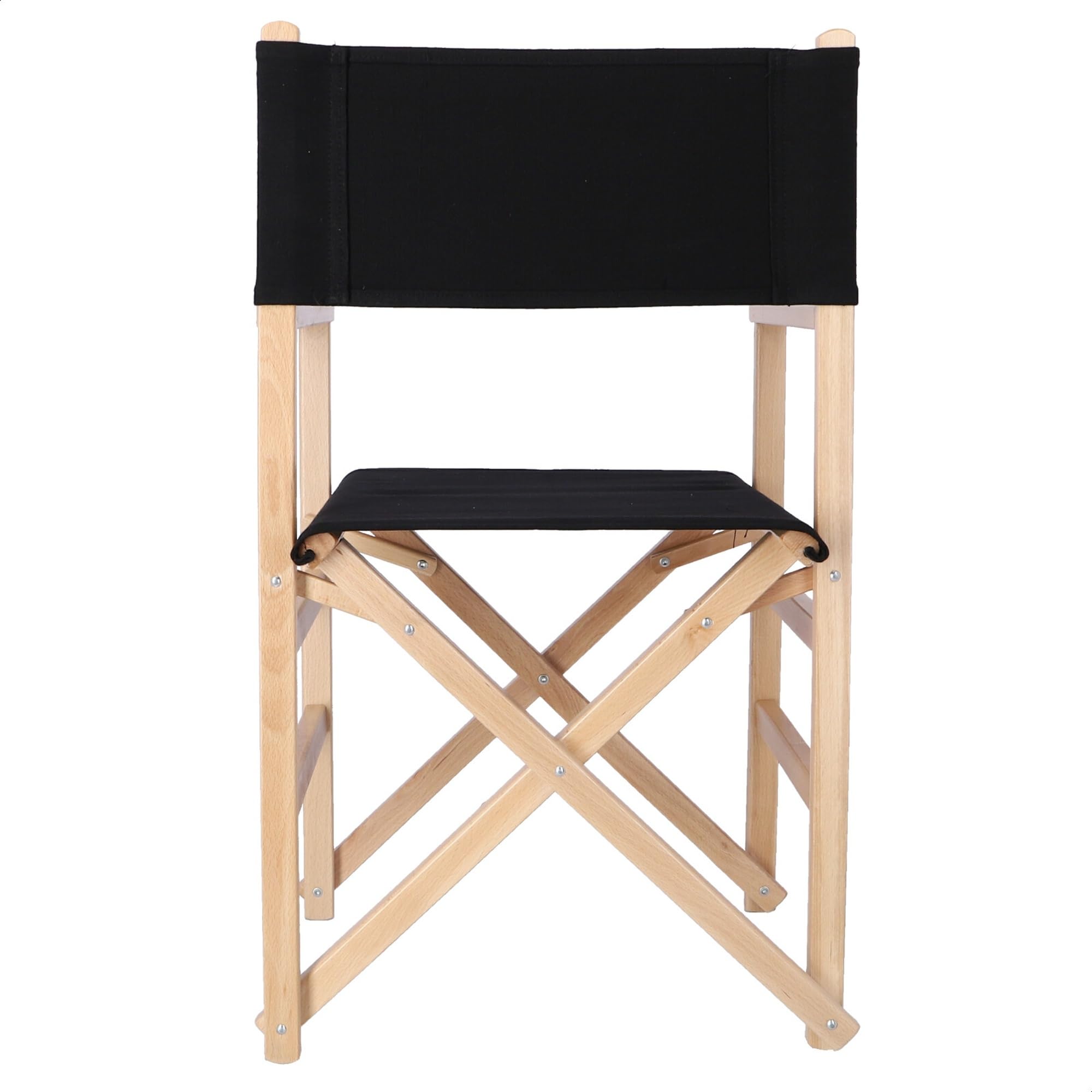 Silla de Director de Madera con Barniz con Lona de Color Negra