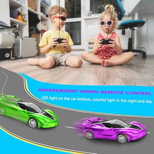 Miniatura 5 de Autos RC  Auto a control remoto para niños, 2.4 GHz Sport Racing Hobby modelo eléctrico de alta velocidad con faros LED y 2 controladores
