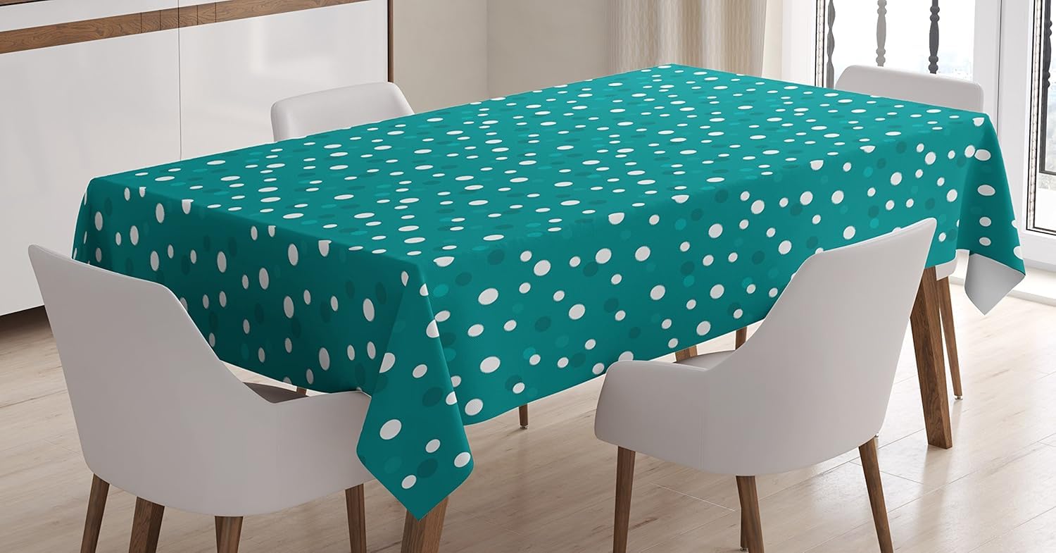 Mantel Mesa Rectangular Lunares, Manteles Antimanchas Azul, 3D Impresión Mantel Impermeable Lavable para Cocina Salón Comedor, 140x300 cm Q/P5470