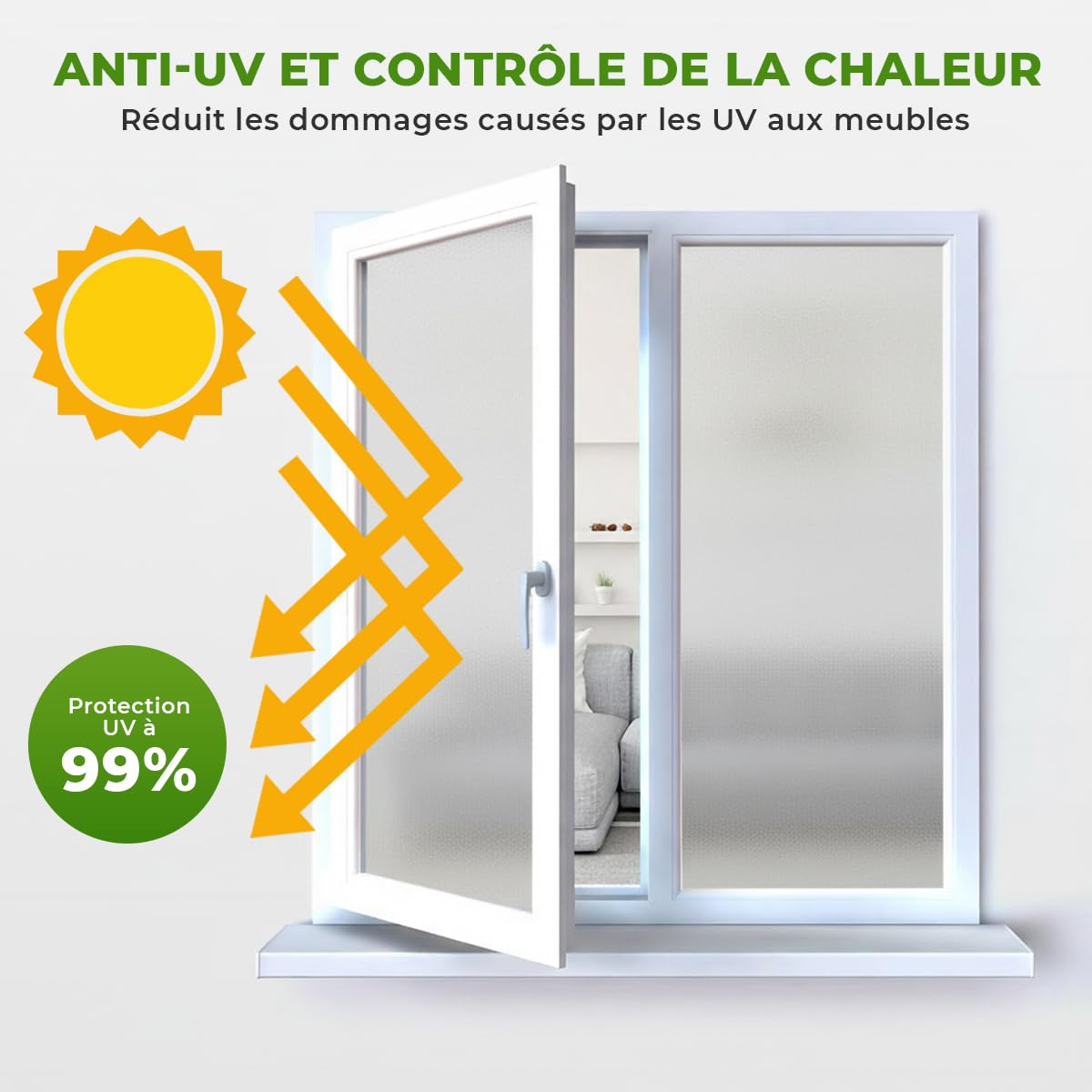 Ambiance Sticker Film Fenêtre Anti Regard Brise Vue, Uni, 45 cm x 4 m
