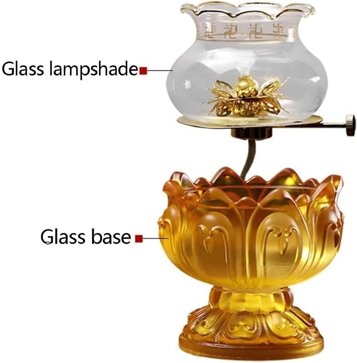 Oil Lamps Hurricane Lamp Vintage Kerosene Lamp Lotus Oil Lamps Buddha Front Indoor and Outdoor Hurricane Lamp Clear Shade Kerosene Lights Churches Lamp