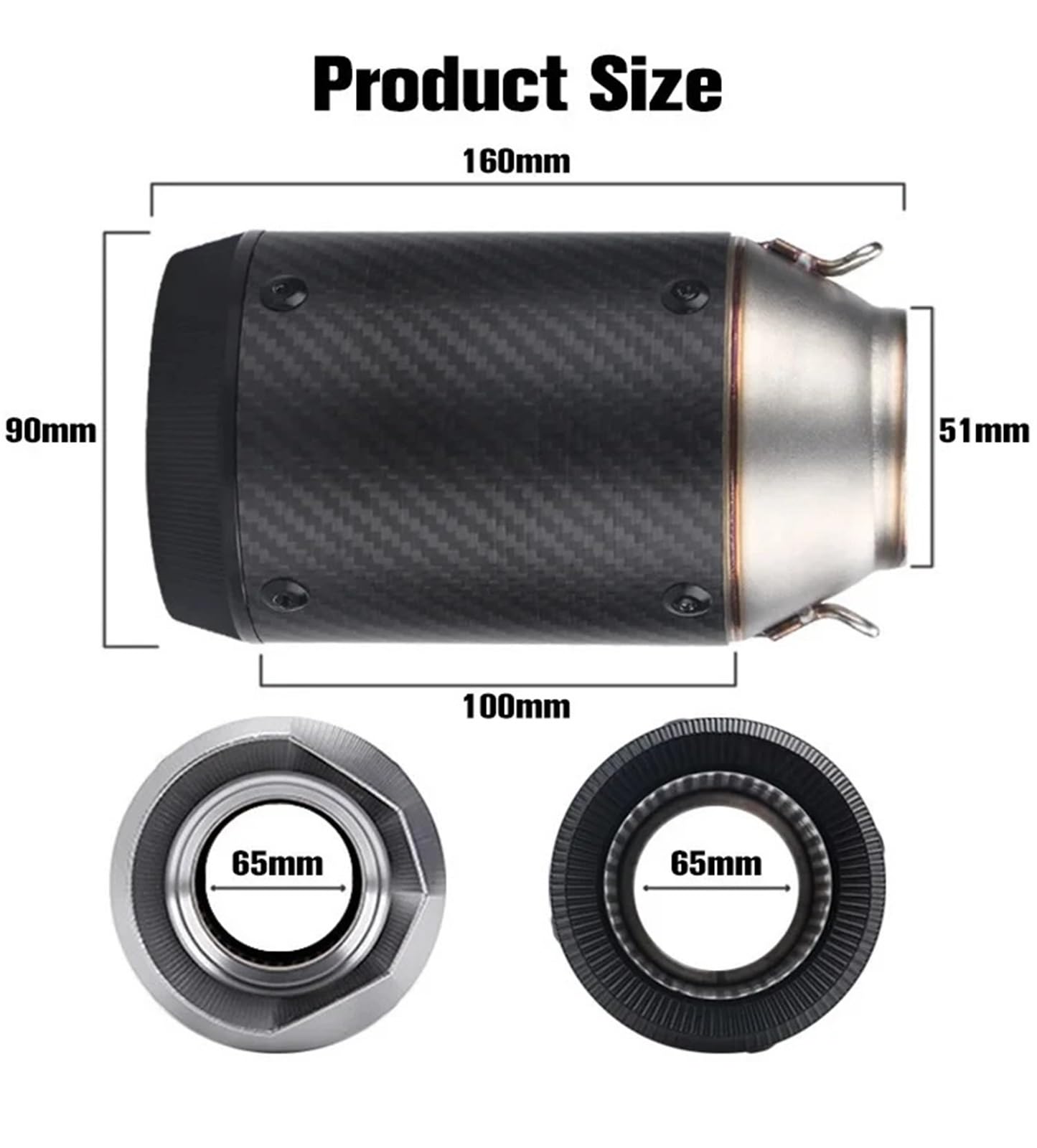końcówka wydechu 51mm Uniwersalny Slip On Motocyklowy Wydechowy Tłumik Z Włókna Węglowego Escape Do Kawasaki Z900 FZ6 układ wydechowy samochodowy(Type D)