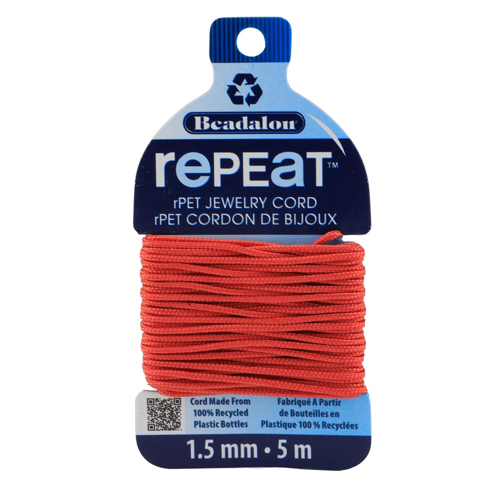Cordon pour bracelet Beadalon corail 1.5mm en plastique recyclé de 5m