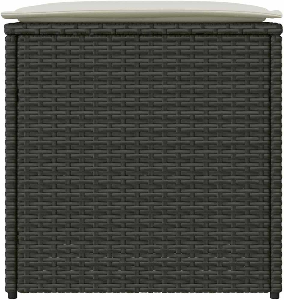 Cushion Box Black Poly Rattan Outdoor Storage Box 19.69 x 19.69 x 19.69 in Patio Storage Chest Weatherproof Deck Box for Toy Storage and Package Delivery