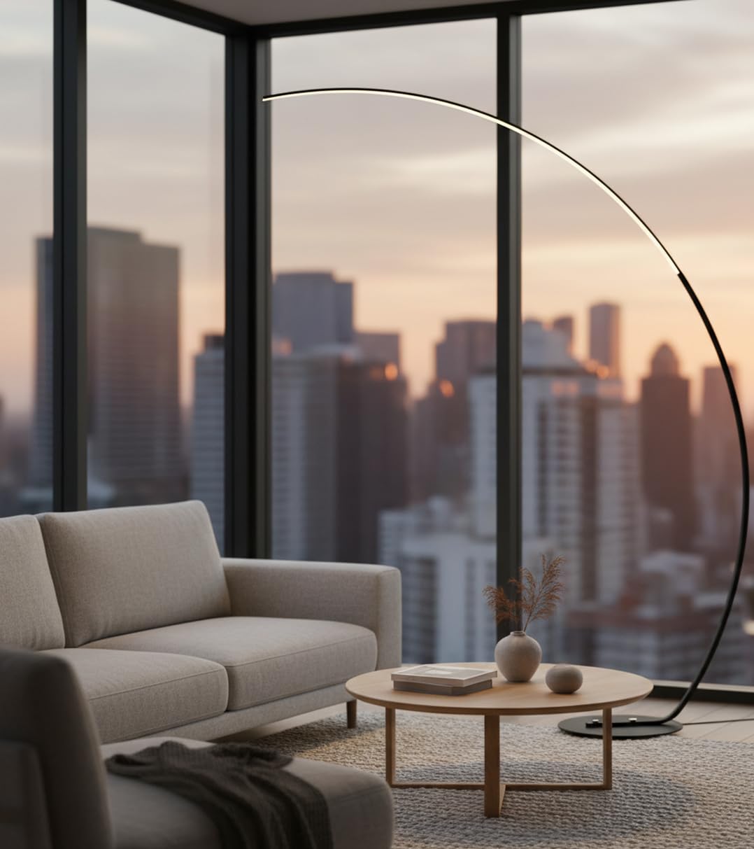 BEL AIR HOME - Lámpara de Pie ROMA, Metal, Altura 190cm, LED 48W, Brazo de Lectura, Dimmer, 3 Temperaturas de Color (NEGRO)