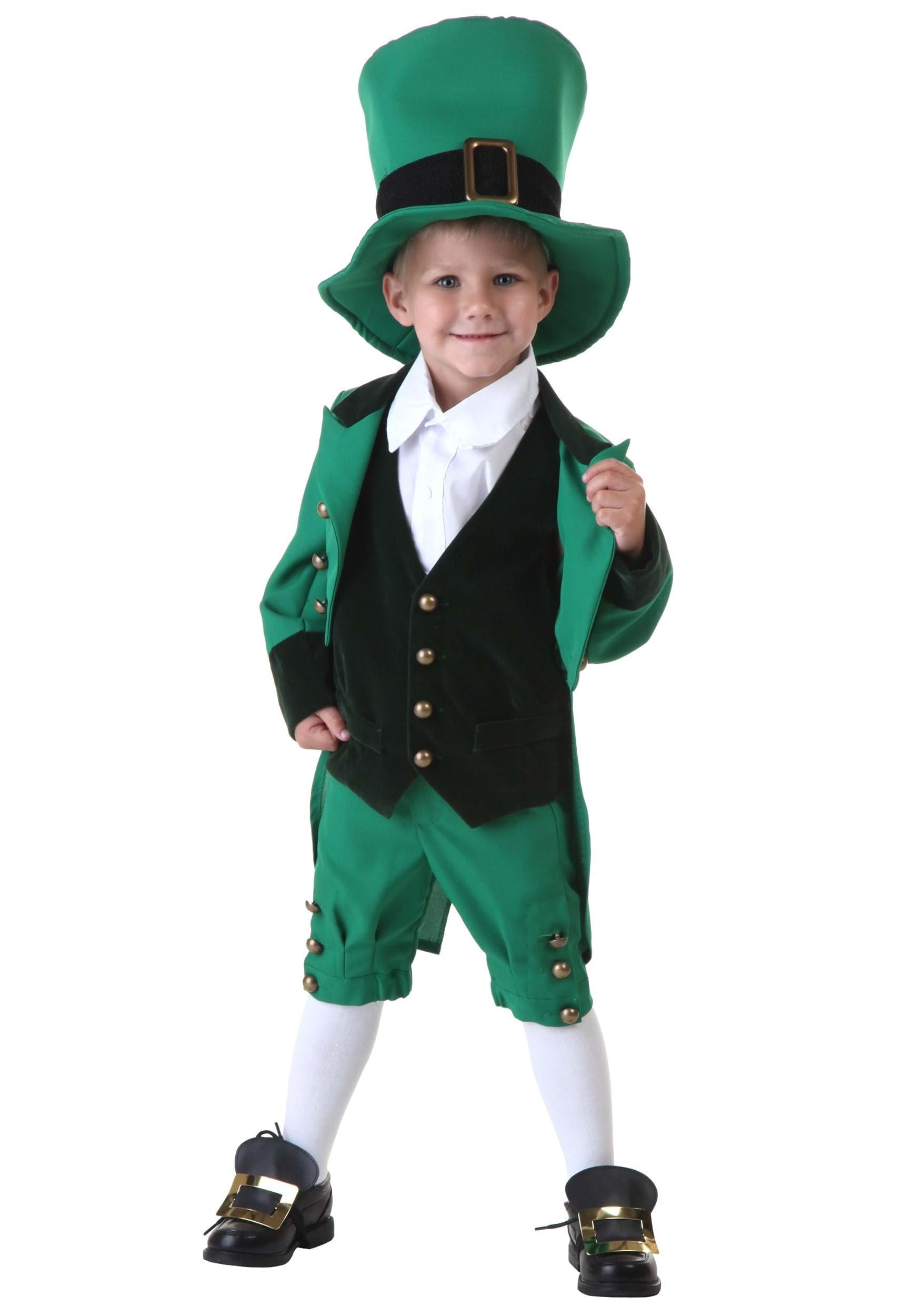 Leprechaun Toddler Costume Green Suit with Hat, Jacket, Vest, and Pants