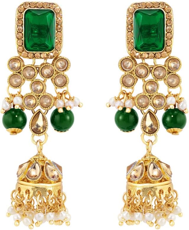 Aheli Kundan and Simulated Colored Stones Indian Ethnic Maang Tikka Necklace and Earrings Set Bollywood Festive Statement Jewelry Gift for Women - Image 8