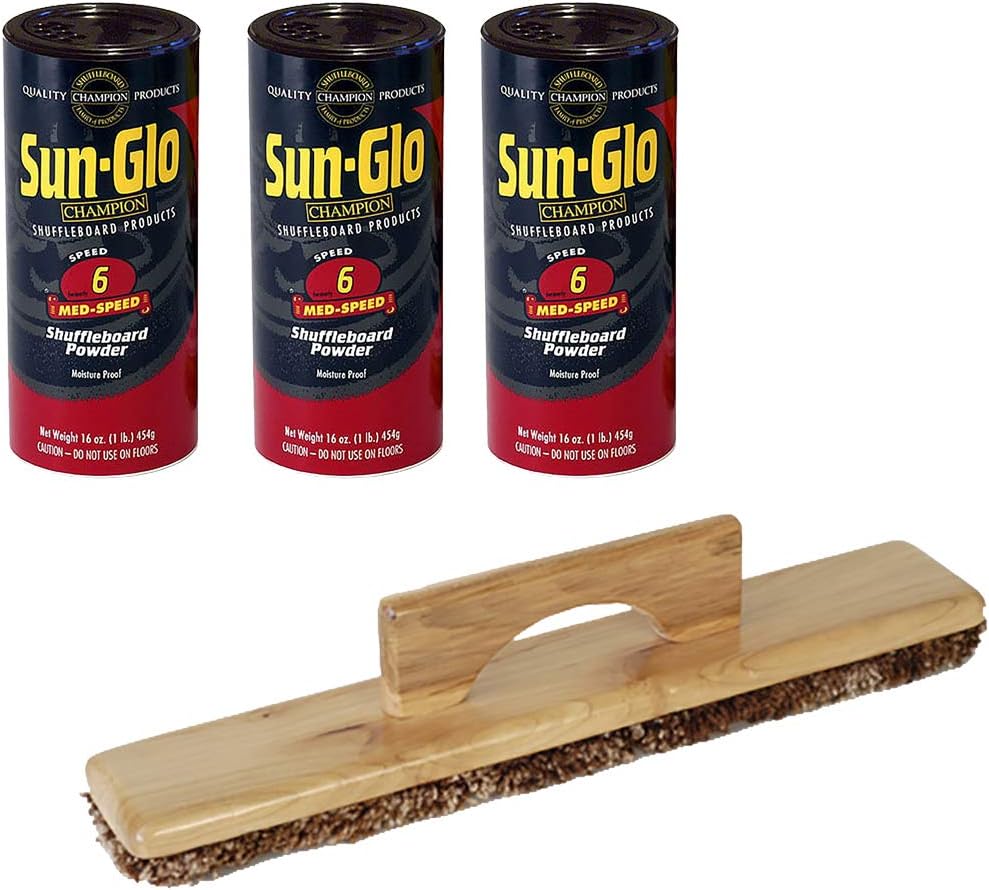 Sun-Glo 3 Cans #6 Med-Speed Wax and 1 Shuffleboard Sweep