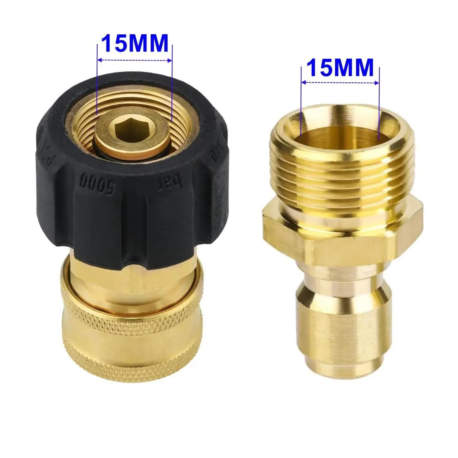 Lot de 6 connecteurs de tuyau d'arrosage M22 vers 0,6 cm - Adaptateur de connexion rapide pour nettoyeur haute pression pour tuyau d'arrosage (ensemble complet de 15 mm)