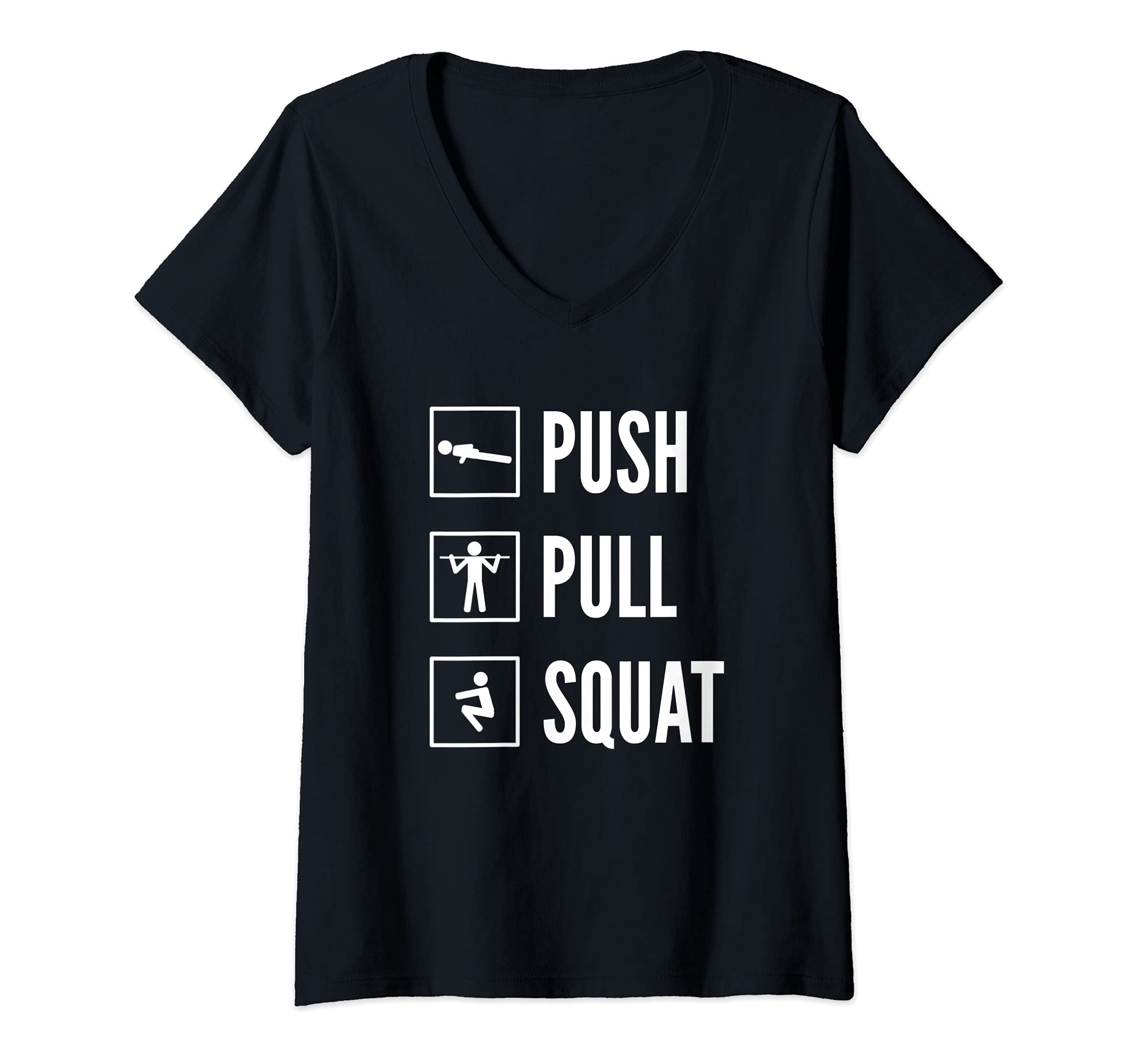 Womens PUSH PULL SQUAT Calisthenics & Bodyweight Training Design V-Neck T-Shirt
