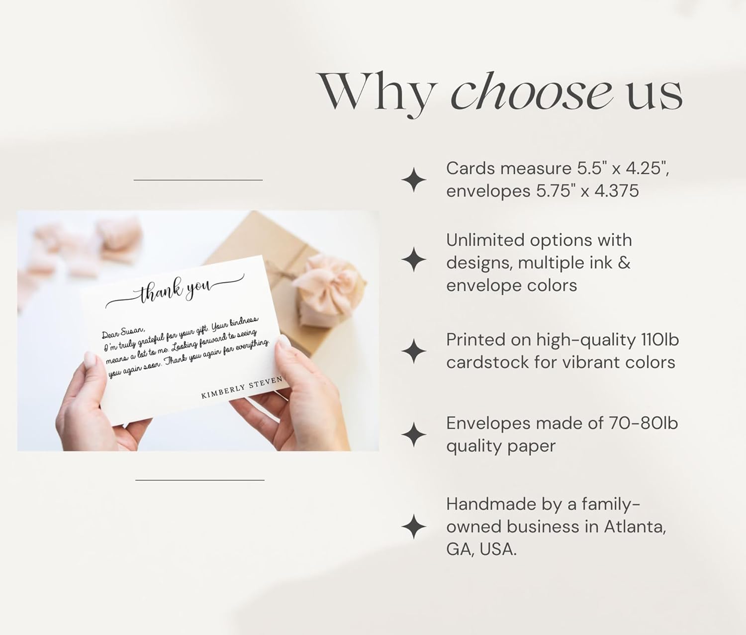 Personalized Calligraphy Stationary, Custom Thank you Note Card with Envelopes, Personalized Stationery Set - Image 6