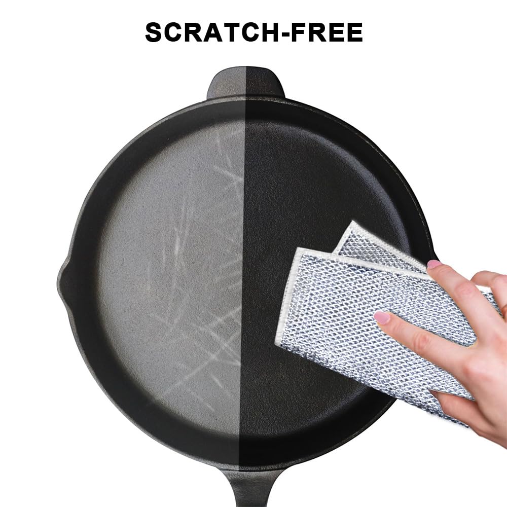 Trapos para lavar platos de doble capa, 8 unidades, paños de limpieza de alambre multiusos antiarañazos para uso húmedo y seco