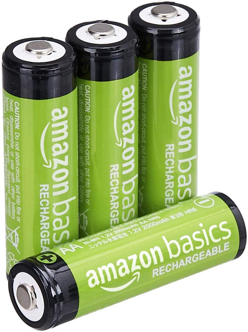 Amazon Basics AA Rechargeable Batteries, Precharged, NiMh Pack of 4