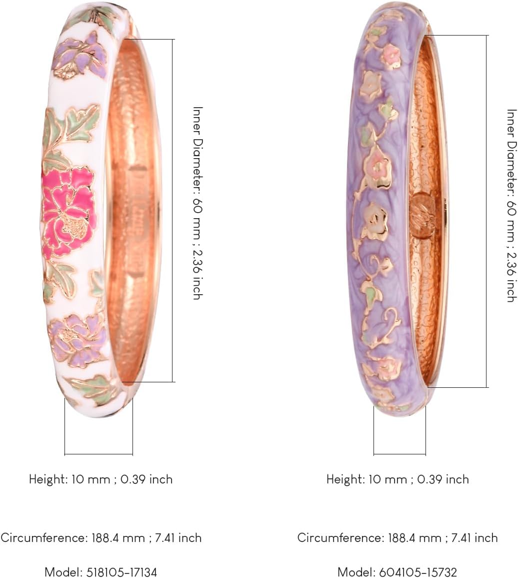 UJOY Fashion Cloisonne Bracelets Set Plated Enameled Jewelry Spring Hinged Metal Cuff Bangles Gift Box Packed - Image 3