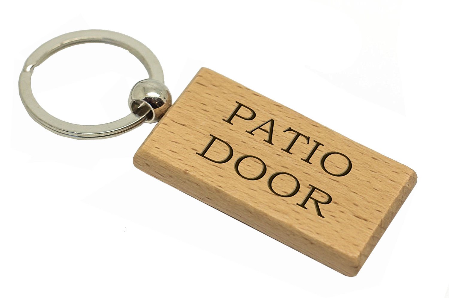 County Engraving Natural Patio Door Rectangle Wooden Keyring