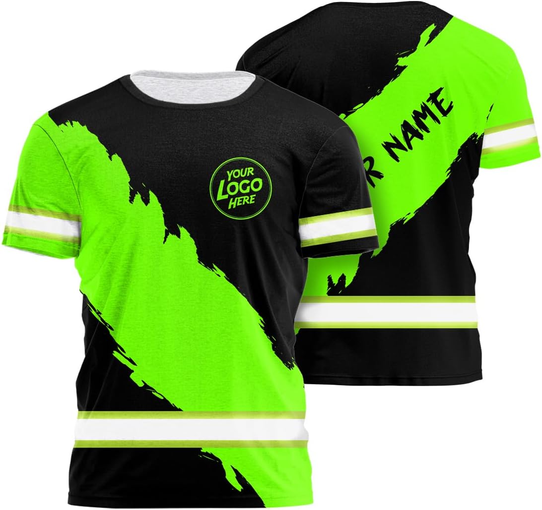 High Visibility Shirt for Company Uniform, Custom Name and Logo Reflective Hi Vis Outdoor Workwear Short Sleeve