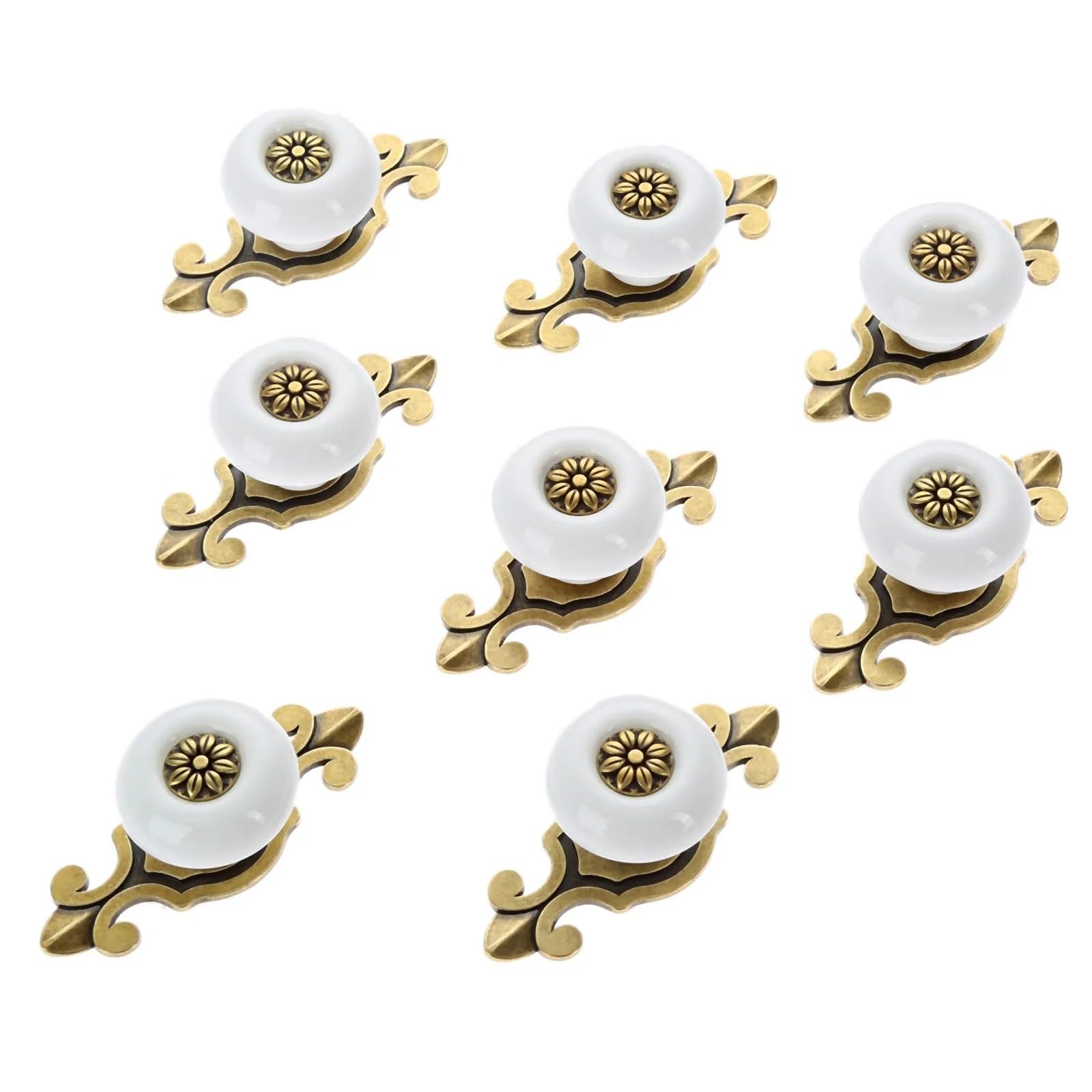 Tiradores de cerámica para muebles de cocina, pack de 8 pomos blancos de alta durabilidad