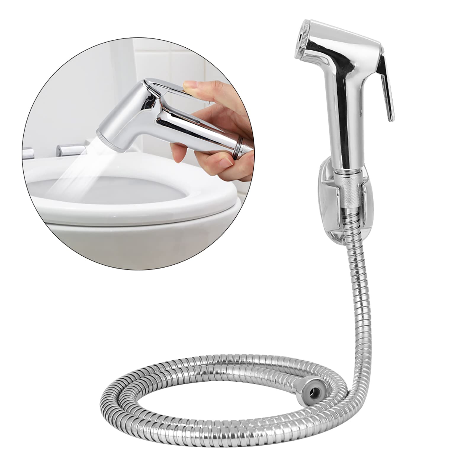 3Pcs Set Electroplating Bidet Sprayer Spray Bracket Hose Kit Bathroom Cleaning Accessories — view 5