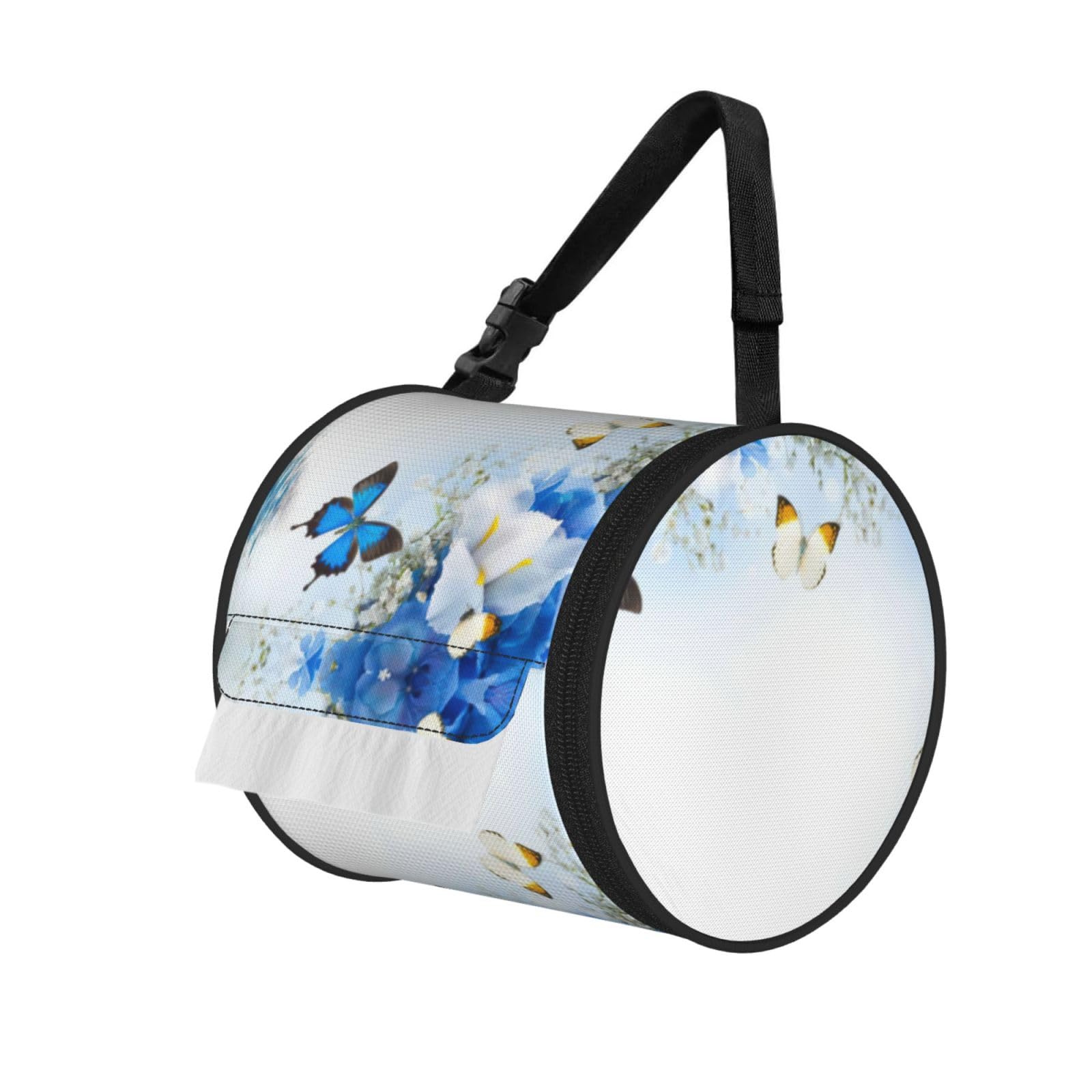 Flowers And Butterfly Print Fashion Tissues Organizer Box, Hanging Tissue Holder For Purse Coins For Car Office Daily Outing