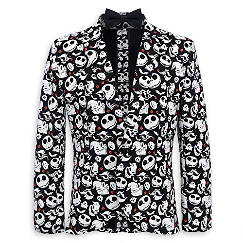 Disney Tim Burtons The Nightmare Before Christmas Glow in The Dark Half Suit and Light Up Tie for Adults Size L/XL Black