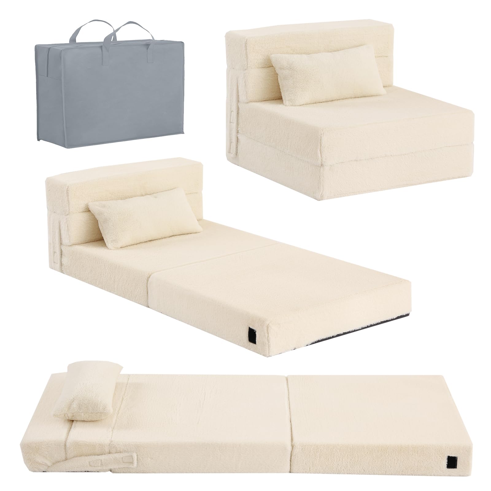 YOTATING Kids Sofa Bed, Toddler Floor Mattress Glow in The Dark, Baby Modular Blue Dinosaur Couch, Fold Up Children Sofa Convertible Futon Folding Mattress Chair Bed for Playroom, Beige