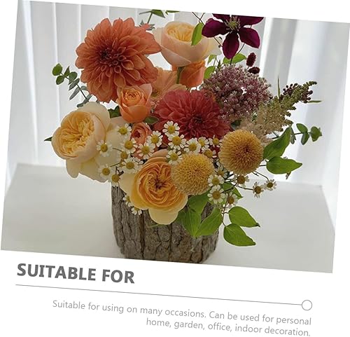 Miniatura 8 de OSALADI Maceta de madera para tocón, 4 piezas, cubo de flores de corteza, barril de whisky al aire libre, macetas rústicas