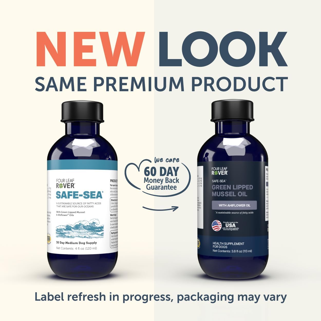 FOUR LEAF ROVER Safe-Sea - Green Lipped Mussels for Dogs with Ahiflower Oil and Astaxanthin - Sustainable Alternative to Fish Oil - for Healthy Skin & Joints - Veterinarian Formulated