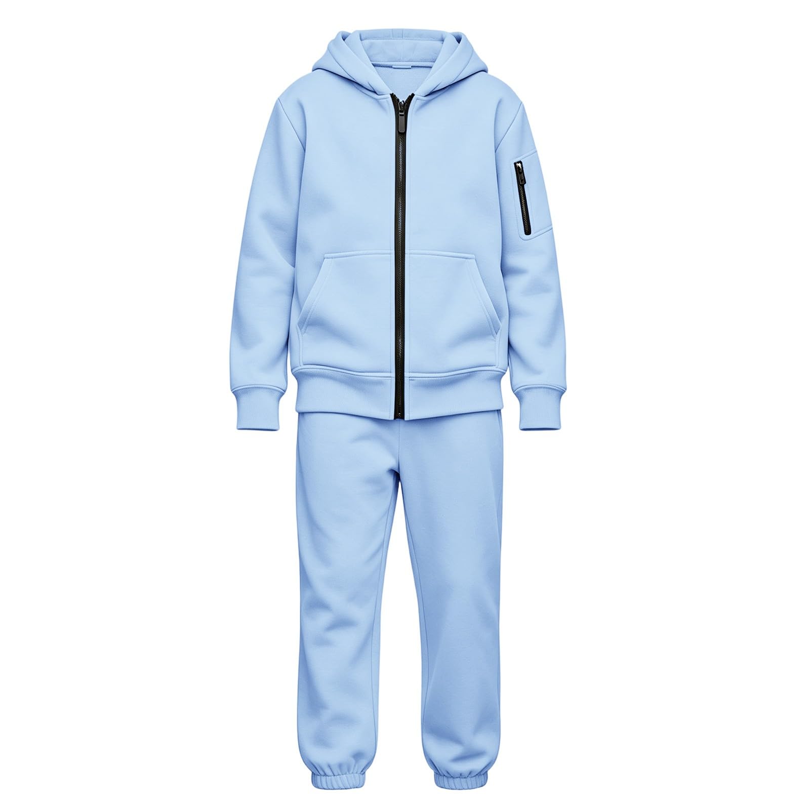 Tuta da ginnastica per bambini con zip e cappuccio, set da 2 pezzi