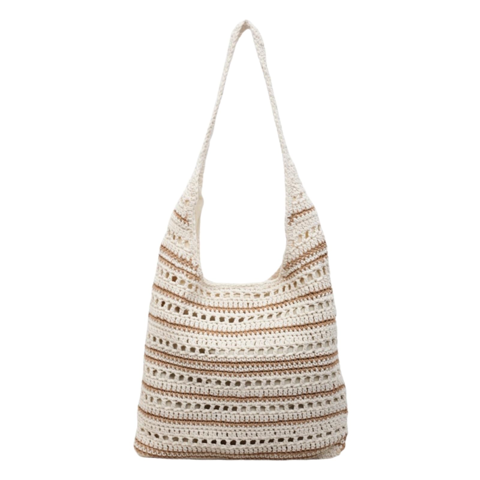 Borsa Spalla Paglia Cava all'Uncinetto, A Tracolla Tessuta Leggera di Cotone Grande capacità per Il Viaggio Giornaliero in Spiaggia-Blue