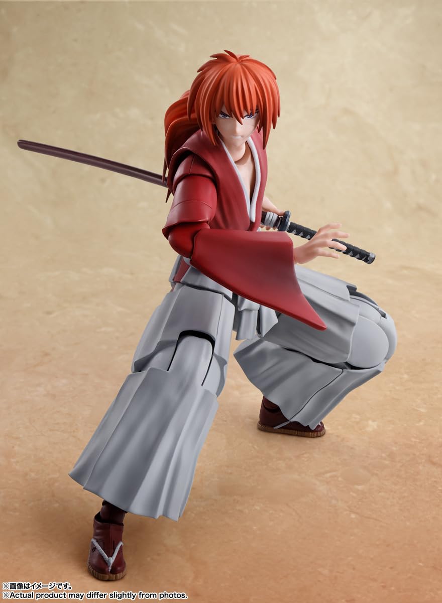 TAMASHII NATIONS Bandai S.H.Figuarts - Figura Di Kenshin Himura 13,5 Cm - Rurouni Kenshin - Statuetta Da Collezione Con 4 Volti Alternativi