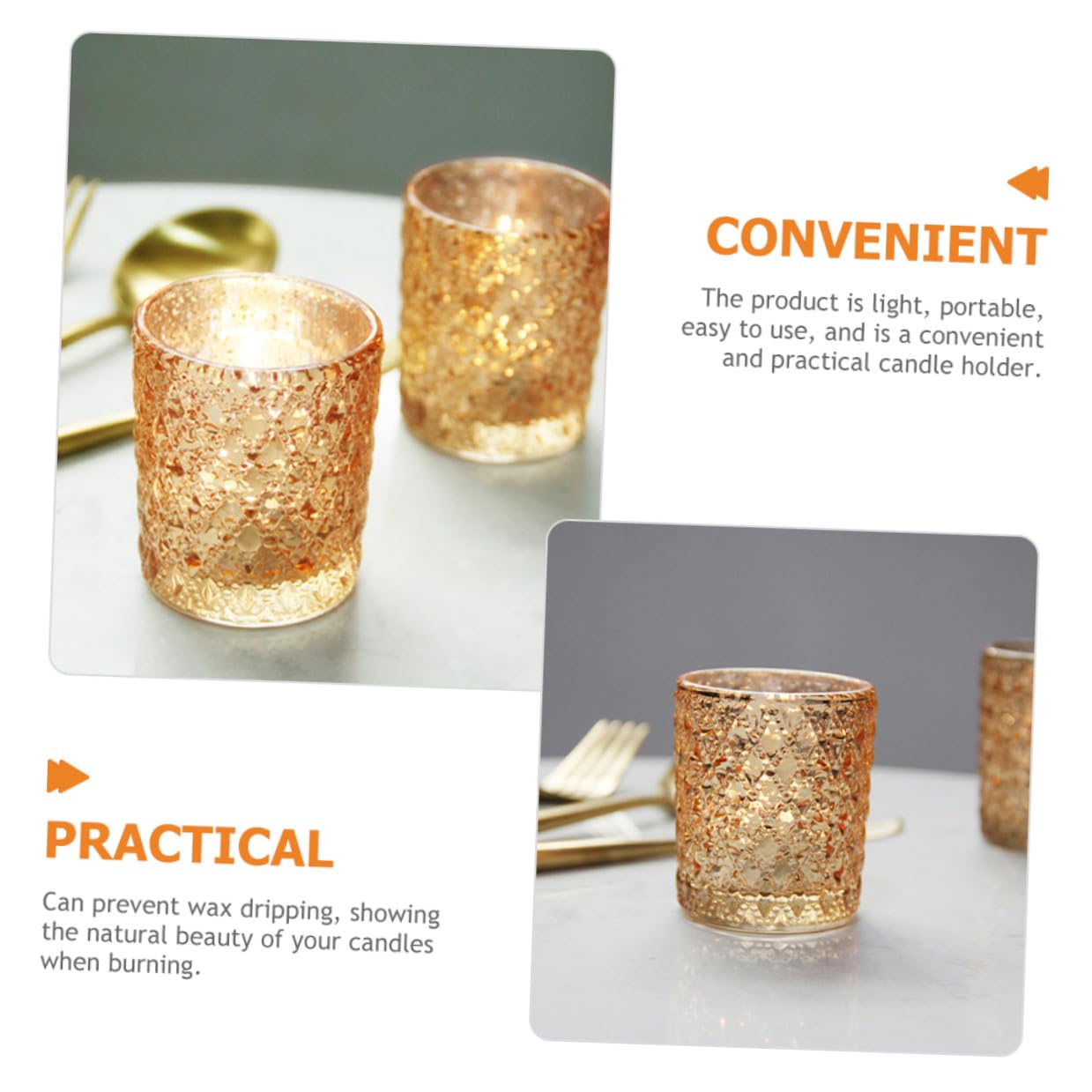 LALAFINA Bicchierini per Candele Design a Rilievo Europeo in Vetro Oro Set 12 Pezzi Portacandele Eleganti e Pratici per Vita Quotidiana e Eventi Speciali