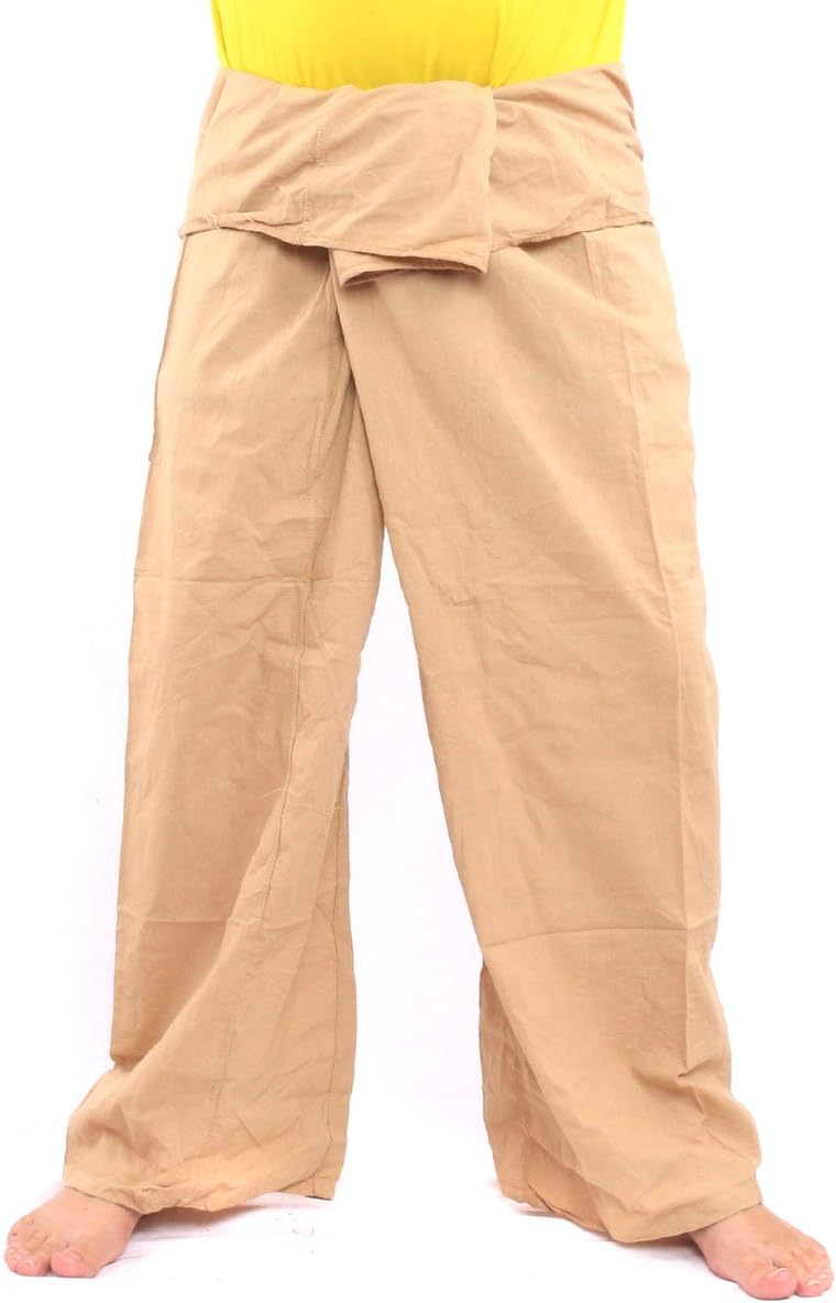 Men's Thai Fisherman Pants Cotton Solid Color With One Side Pocket X-Long