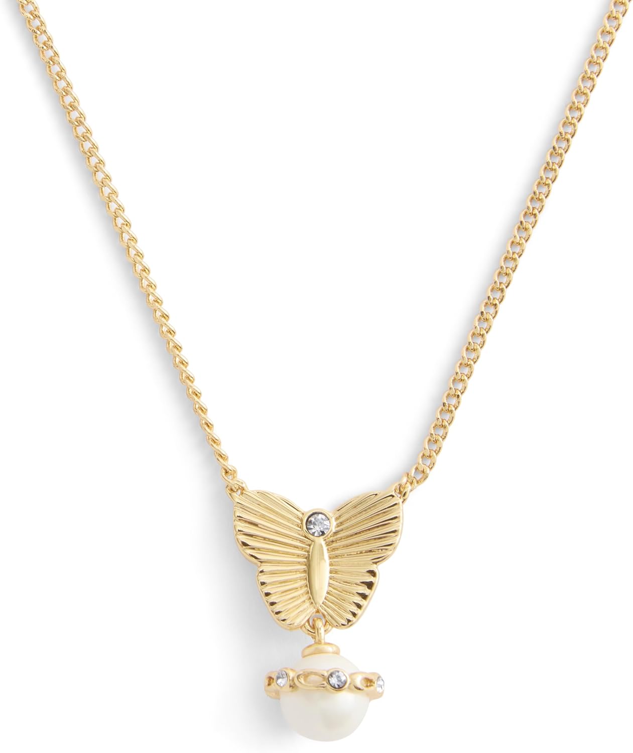 COACH Women's Signature Heritage Butterfly Pearl Pendant Necklace