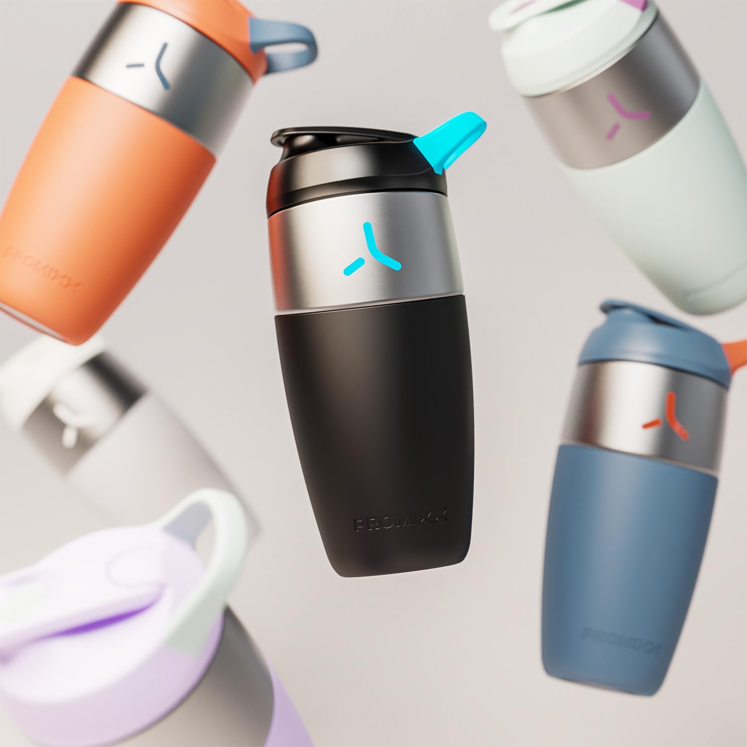 Promixx Pursuit Shaker Acciaio Inossidabile - 760ml Miscelatore Proteico Metallo Leggero con Snap-Fit per Frullati Lisci - Ermetico Anti-Odori per Fitness - Verde Alga