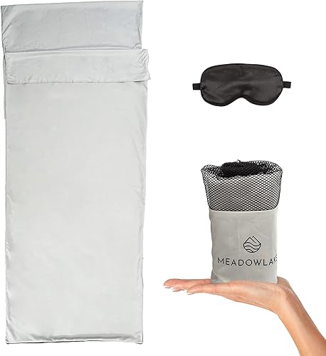 Meadowlake Forro para saco de dormir, transpirable, para clima frío y cálido, para acampar y mochileros, ropa de cama de viaje, sábana de viaje