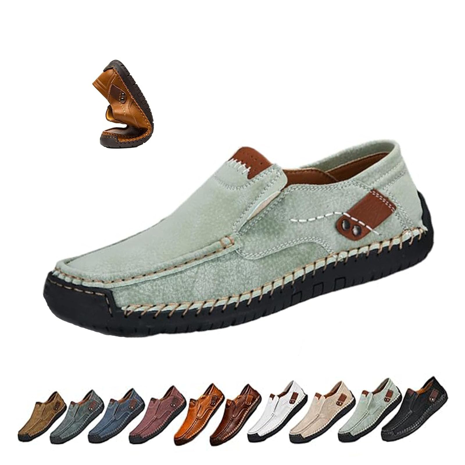 Loafers Casual Slip on Walking Sneakers, Handmade Moccasins Soft Sole Non Slip Work Shoes Driving Moccasin Business Dress Loafer Shoes