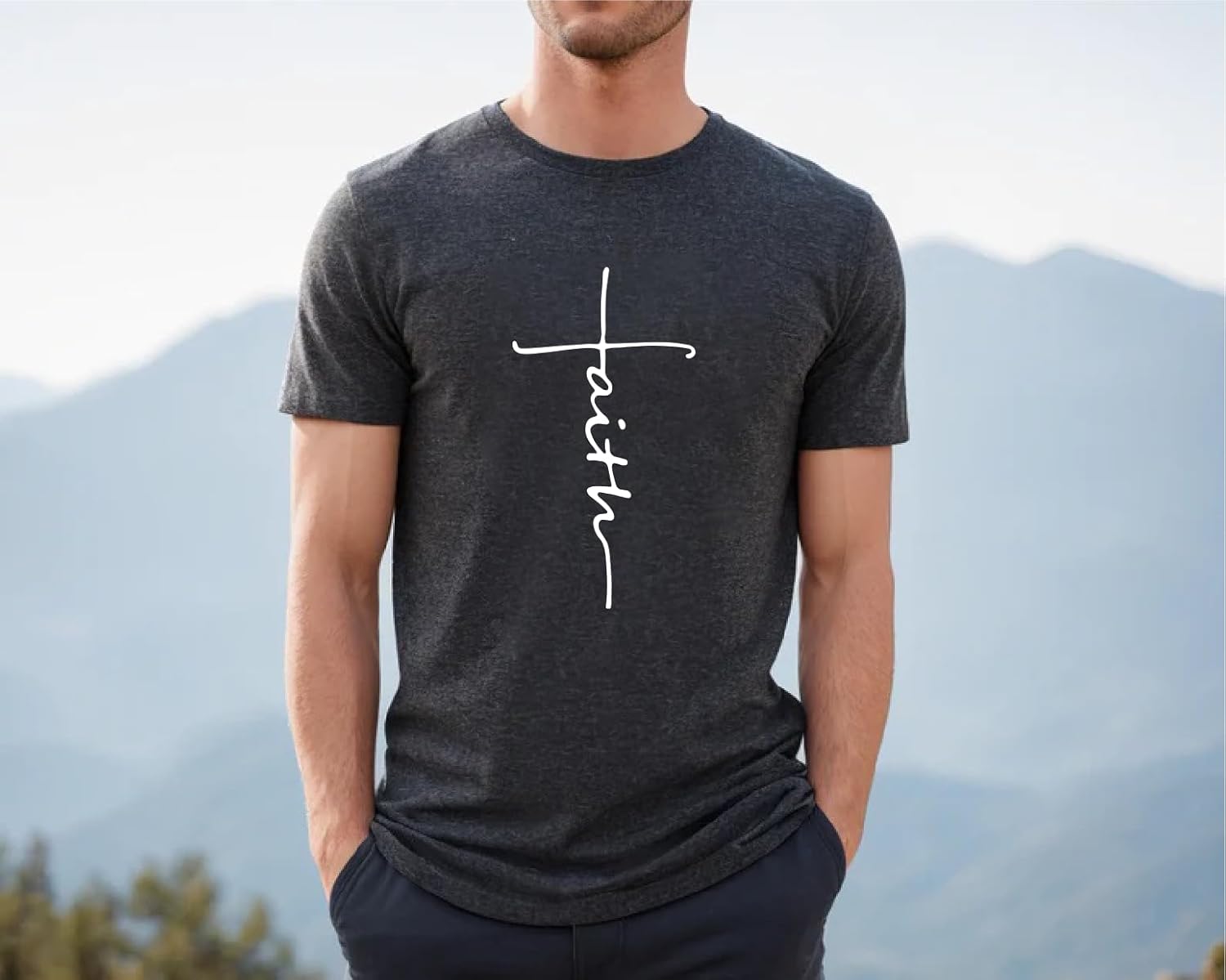 Faith Shirt - Christian Women's T-Shirt with Cross and Scripture, Inspirational Clothing for Easter and Faith - Image 3