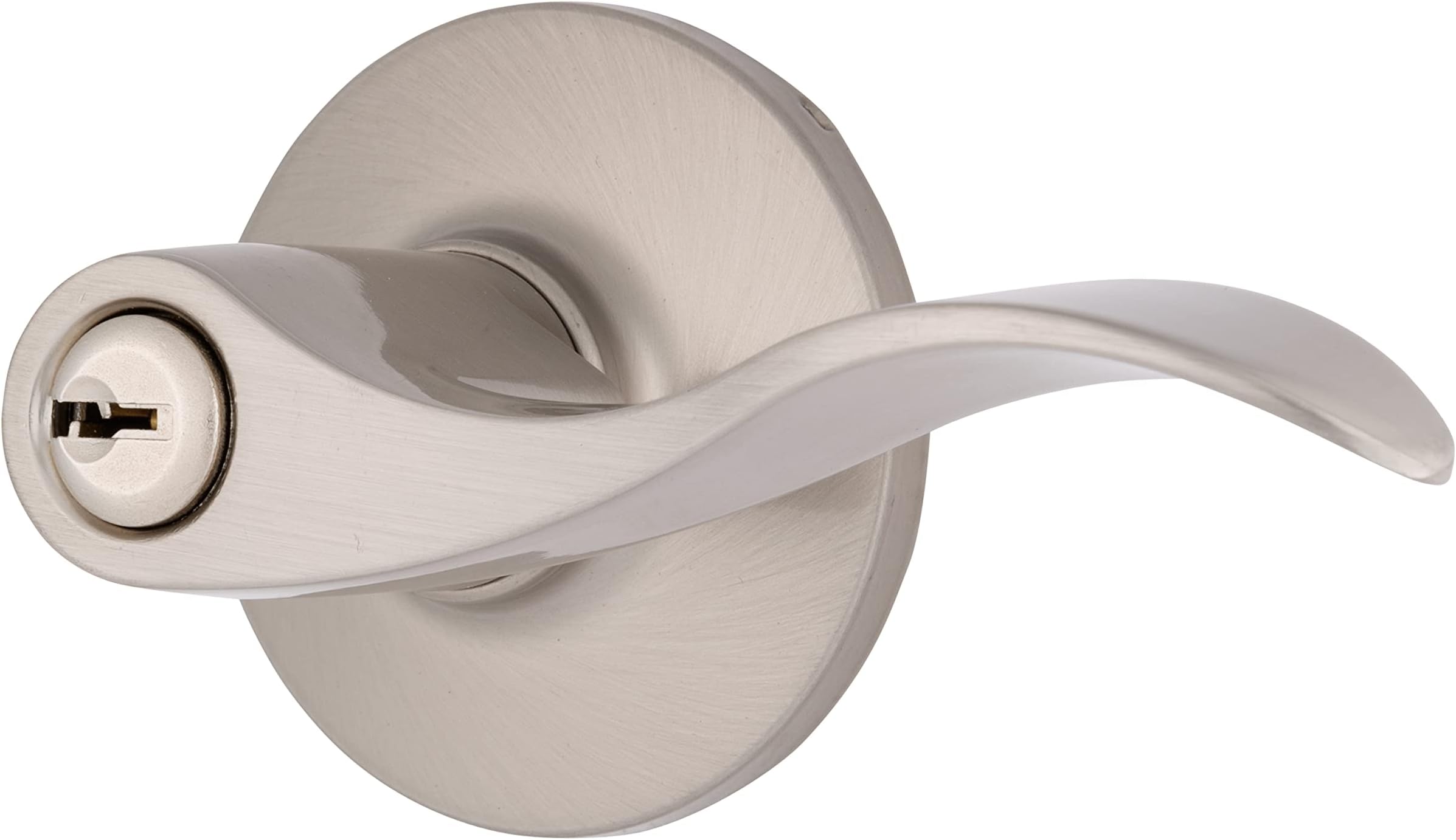 BRINKS – Transitional Keyed Entry Wave Door Lever, Satin Nickel - Designed for Traditional and Transitional Homes and Blends Seamlessly with Interior Décor (E2418-119)
