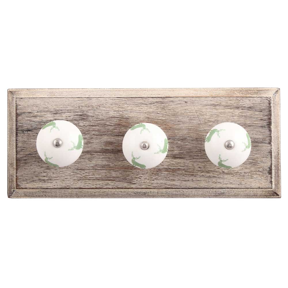 Indian-Shelf 6 Pack Green Decorative Coat Rack Wall Mounted Wood Vintage Towel Holder Unique Coat Hooks Hardware Hangers