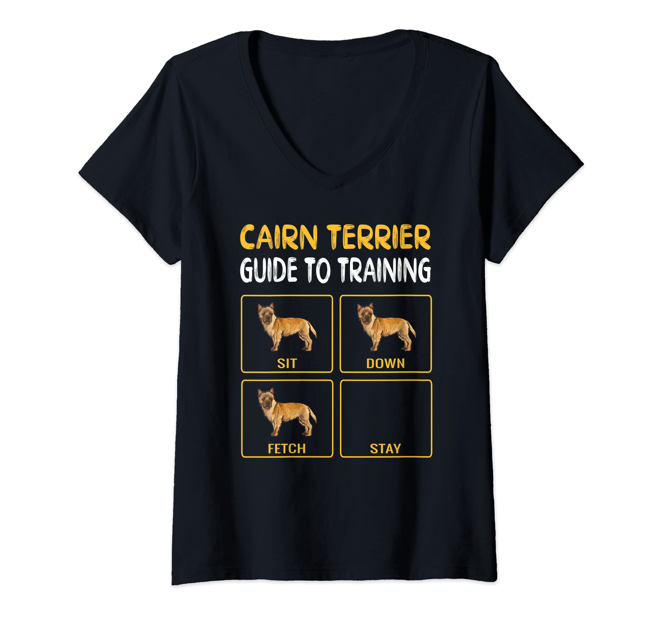 Womens Cairn Terrier Guide To Training Dog Obedience V-Neck T-Shirt, Black