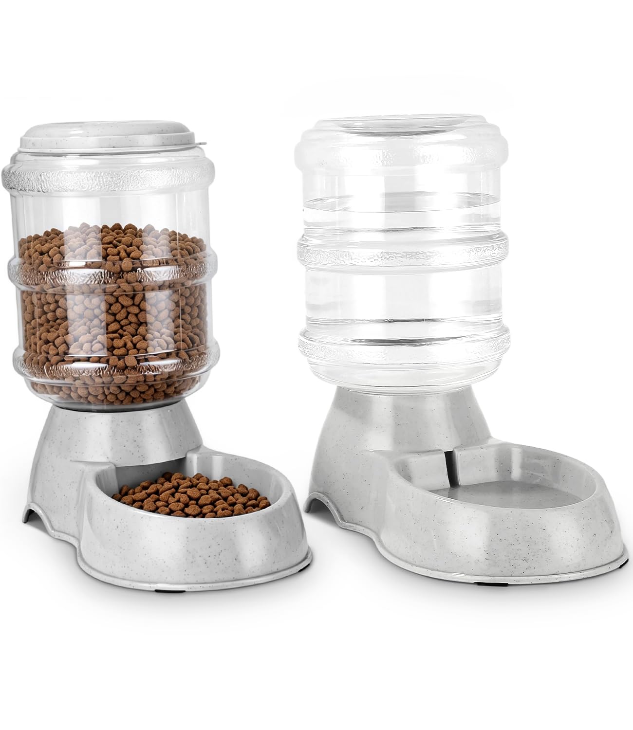 Dispensador para Gatos y Perros, Dispensador de Agua para Mascotas 2 en 1 y Dispensador, 3,8 l, Alimentador y Bebedero para Mascotas, para Perros y Gatos Pequeños y Medianos(Gris)