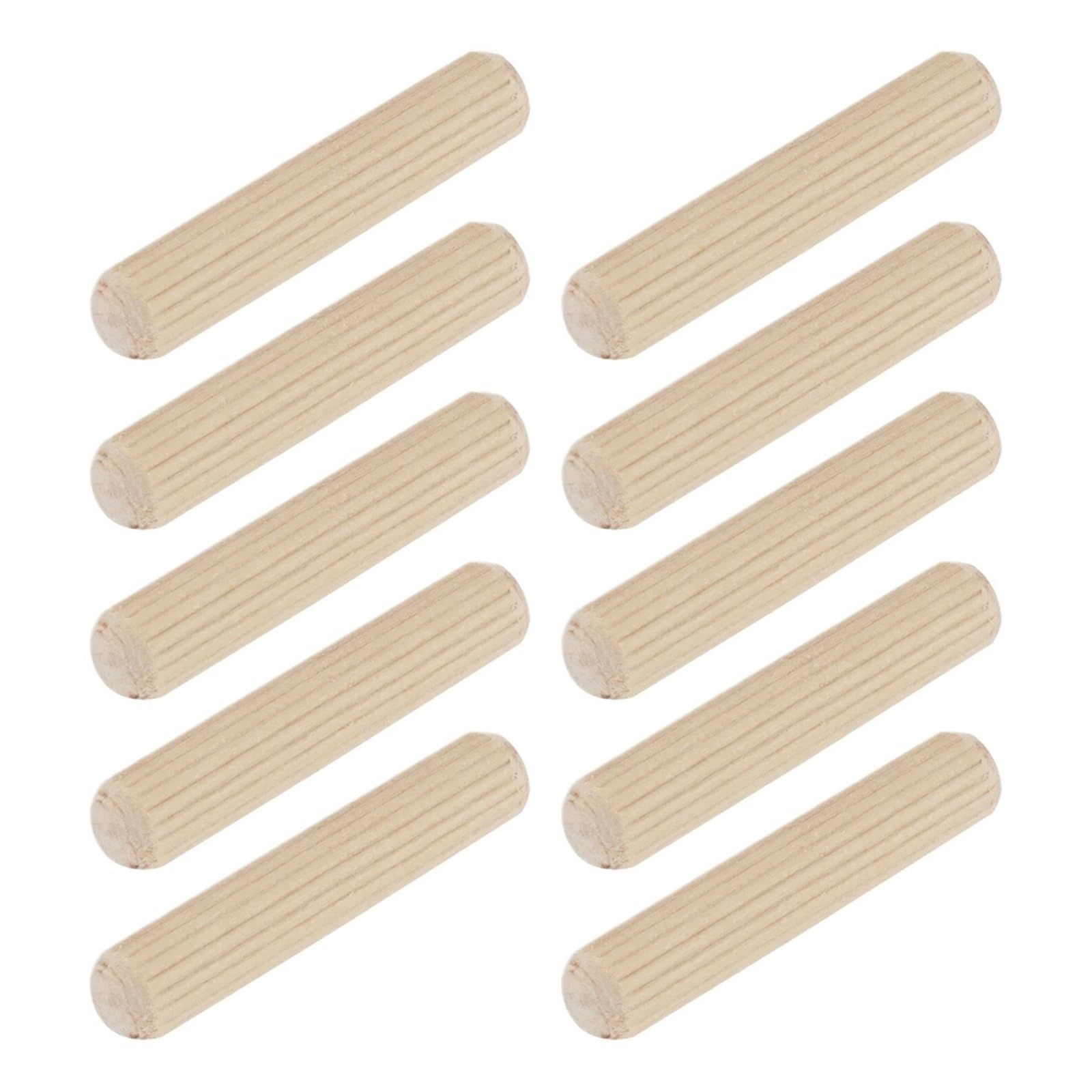 HYQOUKLR Wooden Sticks, Wooden Dowels 30 pcs Hard Wood Grooved Fluted Multiple Sizes For Furniture Woodworking(10mm)