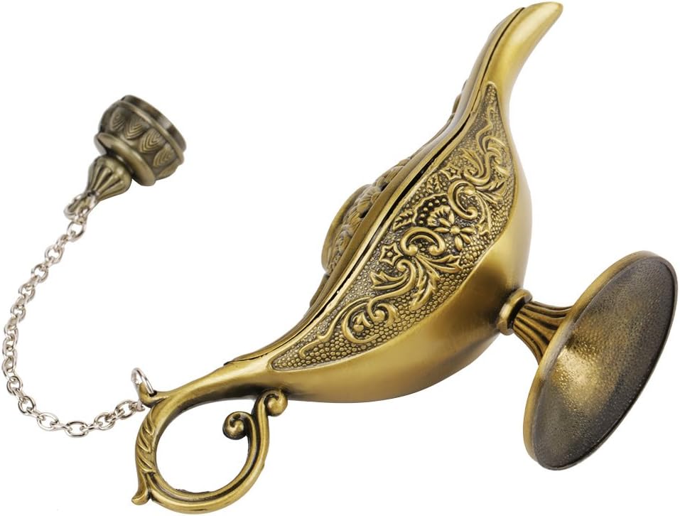 Aladdin Magic Genie Lamps ,Arabian Nights Costume Prop Lamp,Vintage Arabian Lamp,Classic Vintage Collectible Lamp for Home Decor, Parties, Halloween, and Birthdays (Bronze)