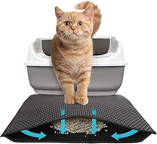 Cat Litter Mat ,Cat Litter Mat Trapper Size 75x60 cm,Honeycomb Double Layer Trapping Litter Mat Design,Waterproof Urine Proof Kitty Litter Mat,Helps to Waste Less Litter on Floors