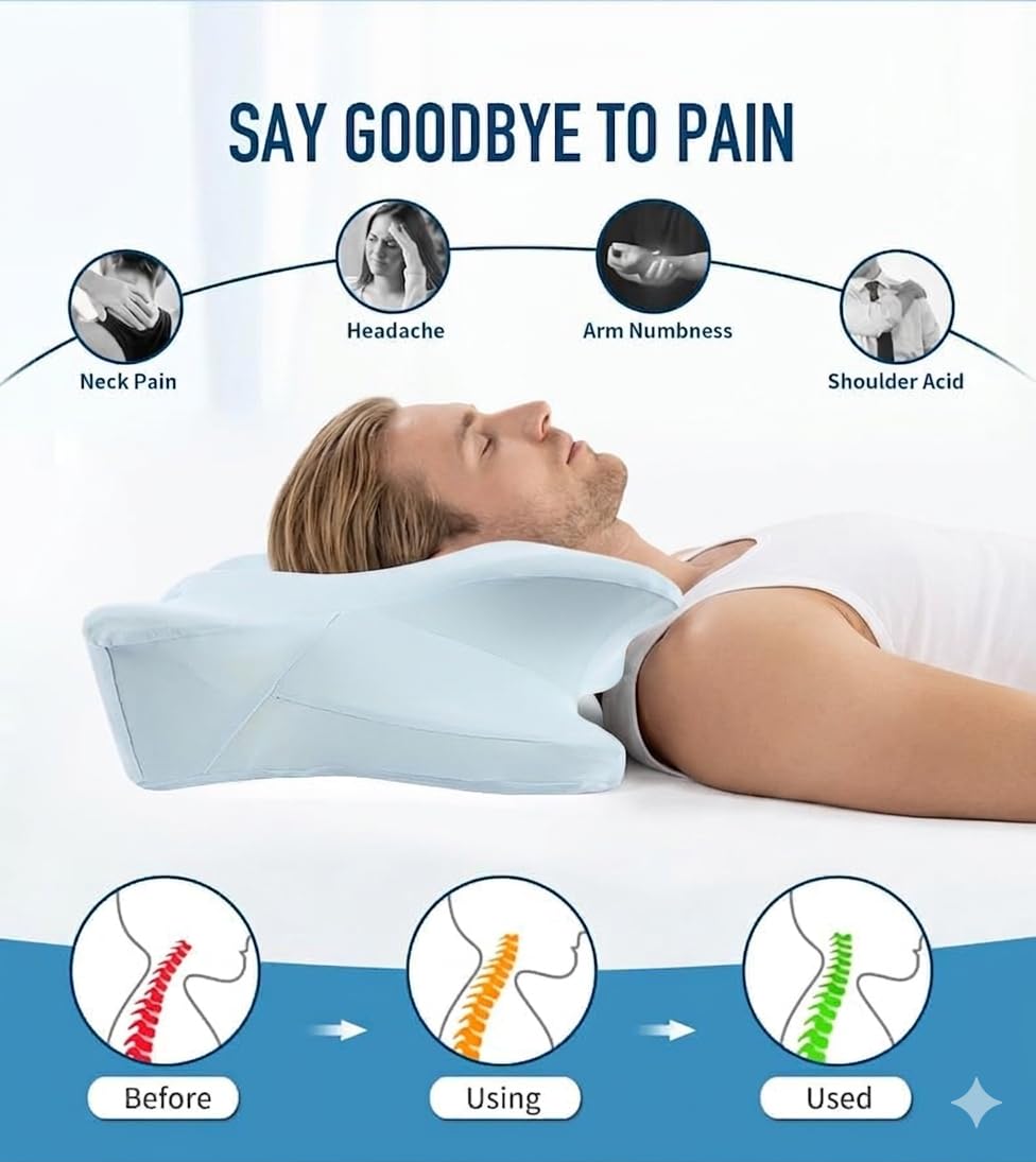 Samsco Cuscino a farfalla in memory foam premium ortopedico ergonomico per fianchi, pancia o schiena
