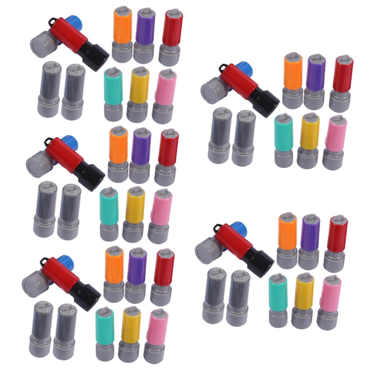 DOITOOL 5 Sätze Teiliges Selbstfärbende Stempel Mit Stempelkissen Runde Blanko Siegelhüllen Für Diy Siegel Vielseitiges Werkzeug Für Kreative Projekte Und Persönliche 10 Stück * 5