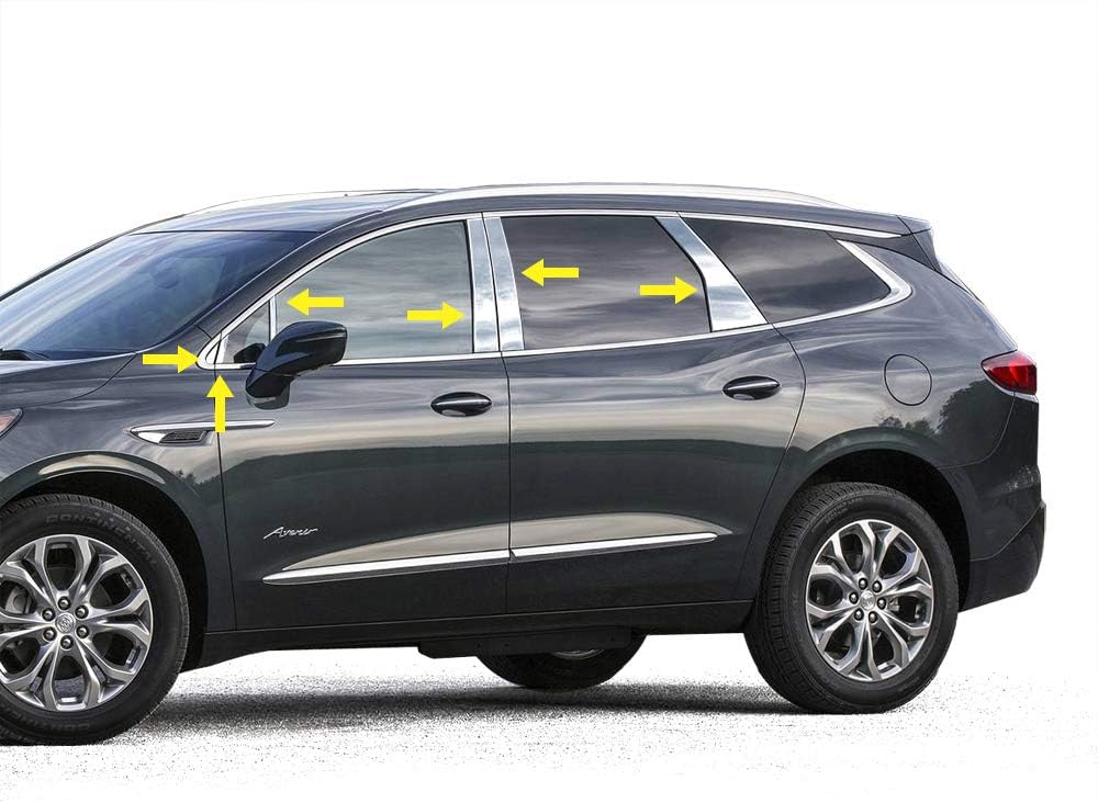 Made in USA! Compatible with 2018-2024 Buick Enclave 12PC Stainless Steel Pillar Post Trim